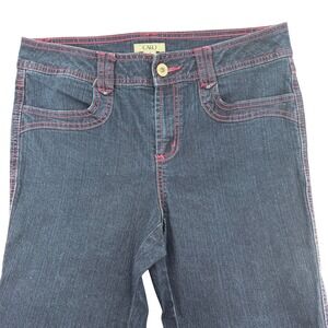 Y2K 90s Cato Dark Wash Denim Capri Pants Pink Stitching Cropped Jeans Size‎ 10